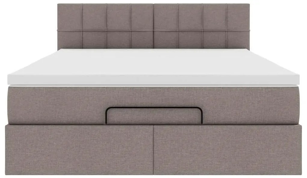 Cama otomana com colchão 140x200 cm tecido cinza