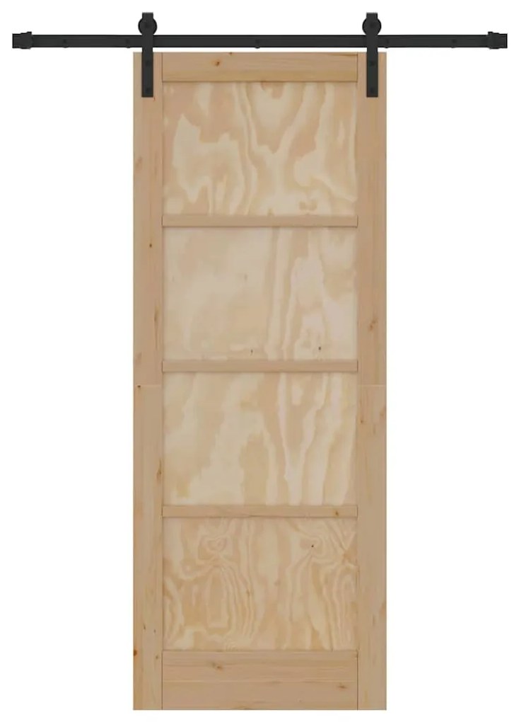 Porta Deslizante com Conjunto de Hardware 78x202 cm Madeira Sólida de
