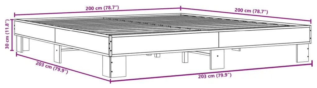 Estrutura de cama 200x200 cm derivados madeira/metal