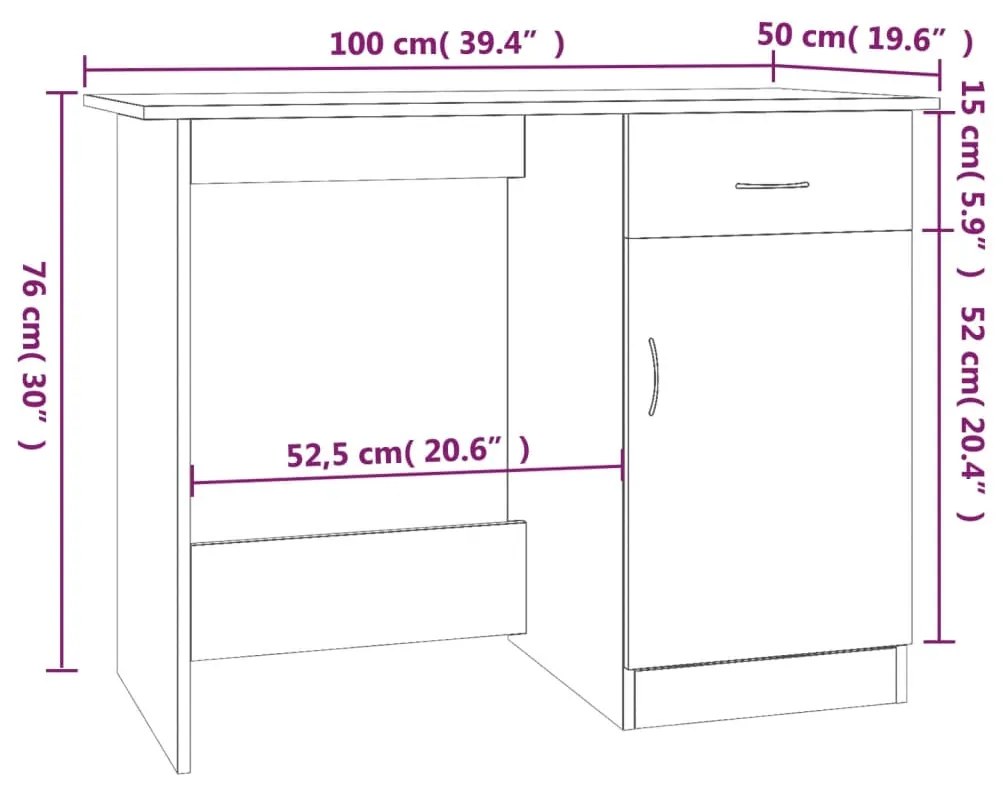 Secretária Woki com 1 Gaveta e Porta de 100 cm - Castanho - Design Mod