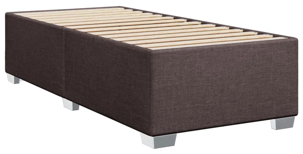 Estrutura de cama sem colchão 90x190 cm tecido castanho-escuro