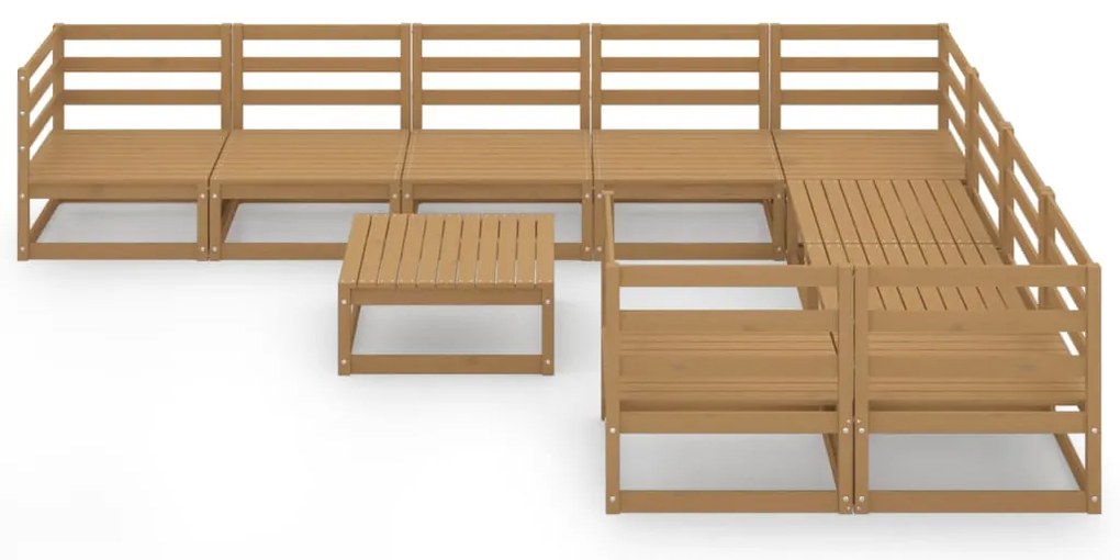 10 pcs conjunto lounge de jardim pinho maciço