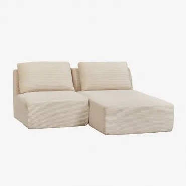 Sofá Modular Chaise Longue Direito De 2 Peças Em Veludo Embalado A Vácuo Temple Bombazina Bege Linho - Sklum