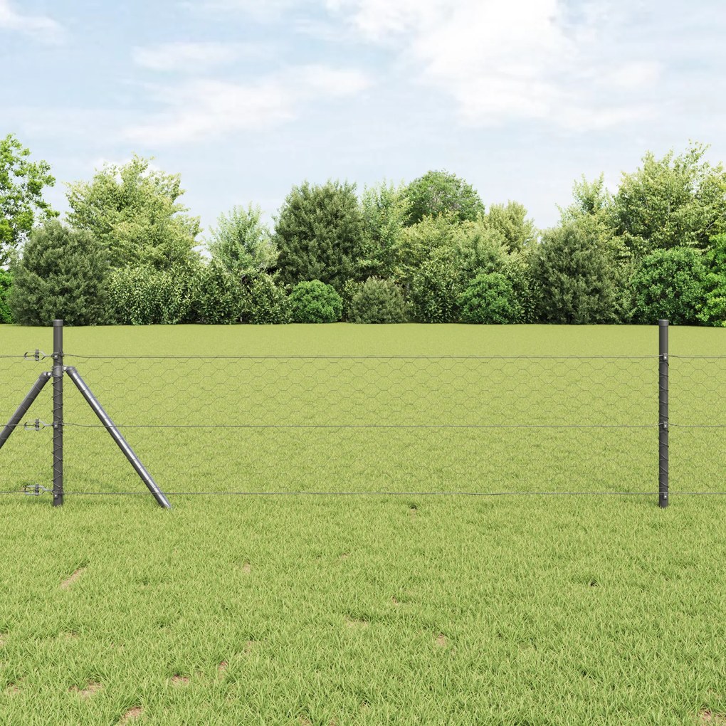 Cerca Hexagonal vidaXL Cinza 0.4x10 m Aço
