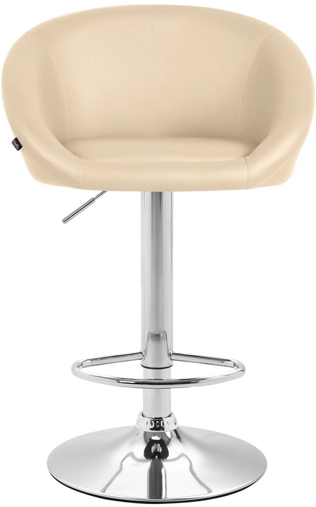 Banco de bar Miami em couro sintético e com estrutura cromada 55 x 86-106 x 51 cm Creme