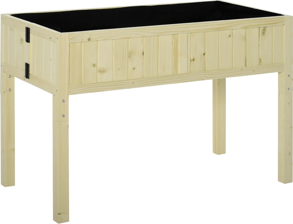 Outsunny Canteiro Elevado Dobrável para Horta, Jardineira Elevada Exterior em Abeto com 4 Furos de Drenagem, para Jardim Terraço Varanda, 115x56x76 cm, Cor Madeira | Aosom Portugal