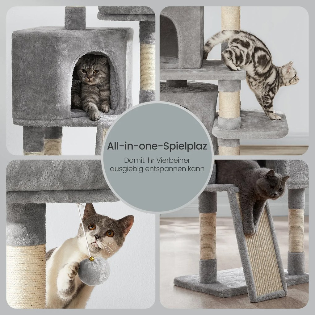 Arranhador para gatos 50 x 35 x 115 cm cinzento claro