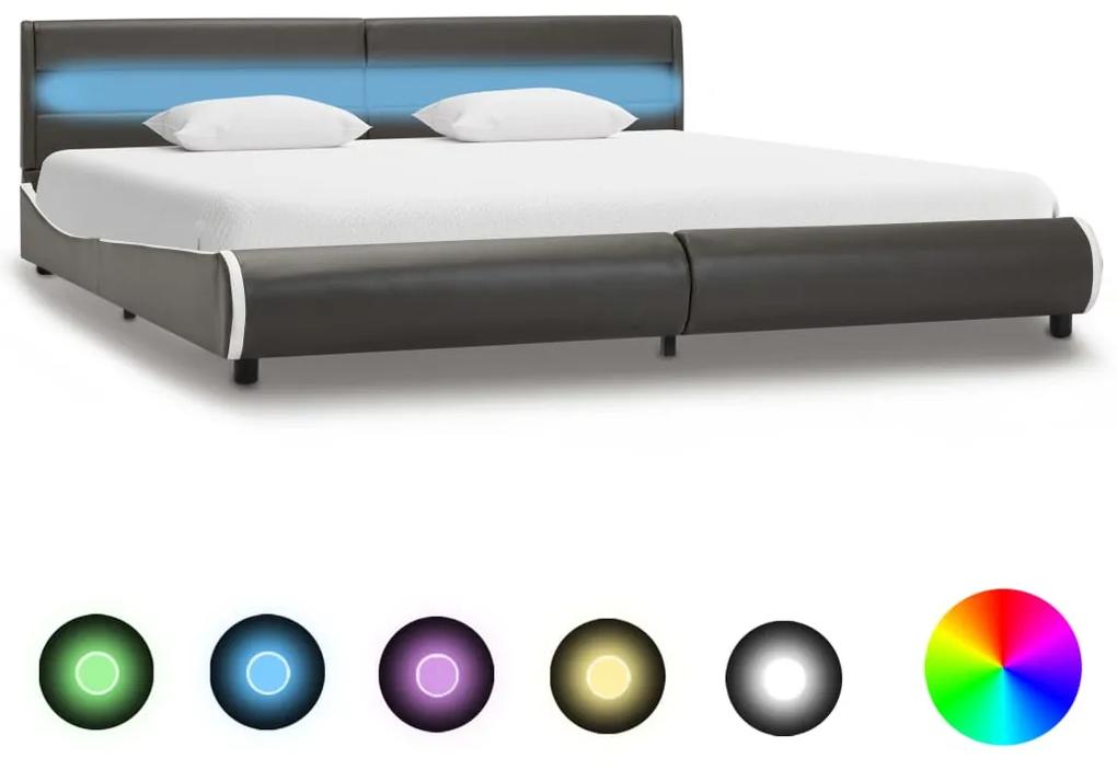 285031 vidaXL Estrutura de cama c/ LED couro artificial 180x200 cm antracite