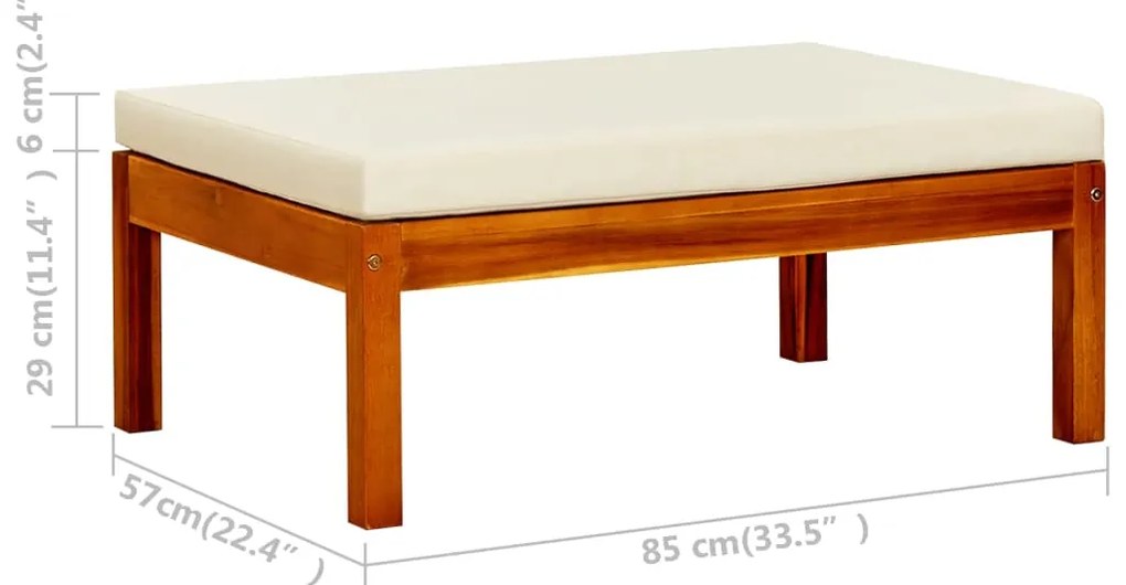 Banco de jardim com mesa e apoios de pés acácia maciça