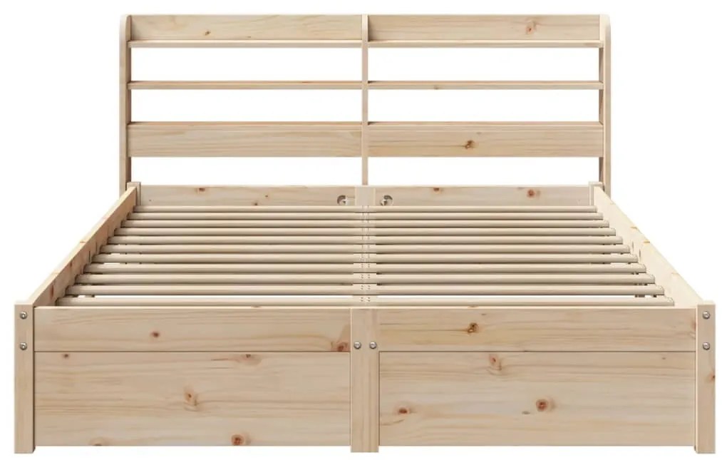 Estrutura cama c/ cabeceira 140x190 cm pinho maciço