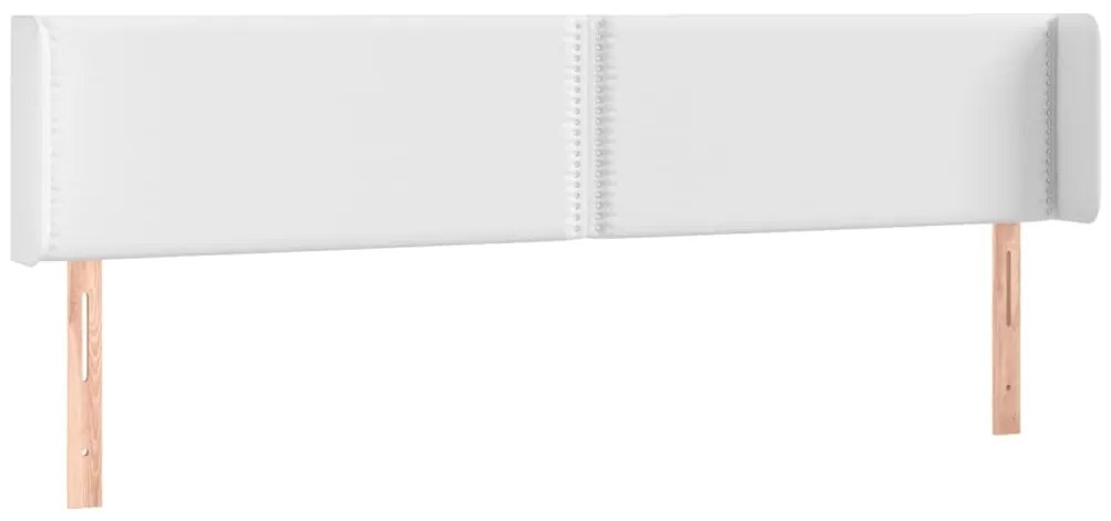 Cabeceira de cama c/ LED couro artificial 203x16x78/88cm branco