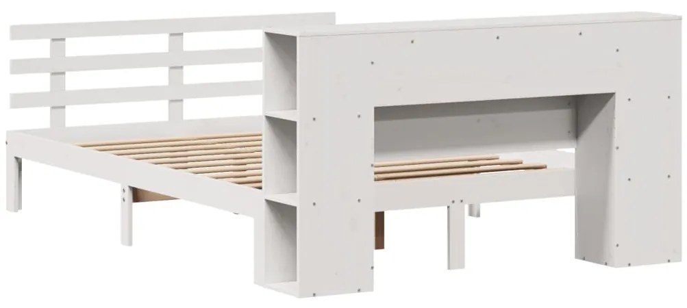 Cama com estante sem colchão 150x200 cm pinho maciço branco