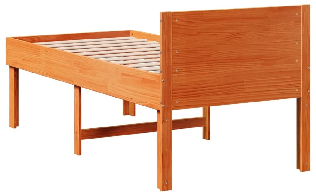 Cama sem colchão 80x200 cm pinho maciço castanho-mel