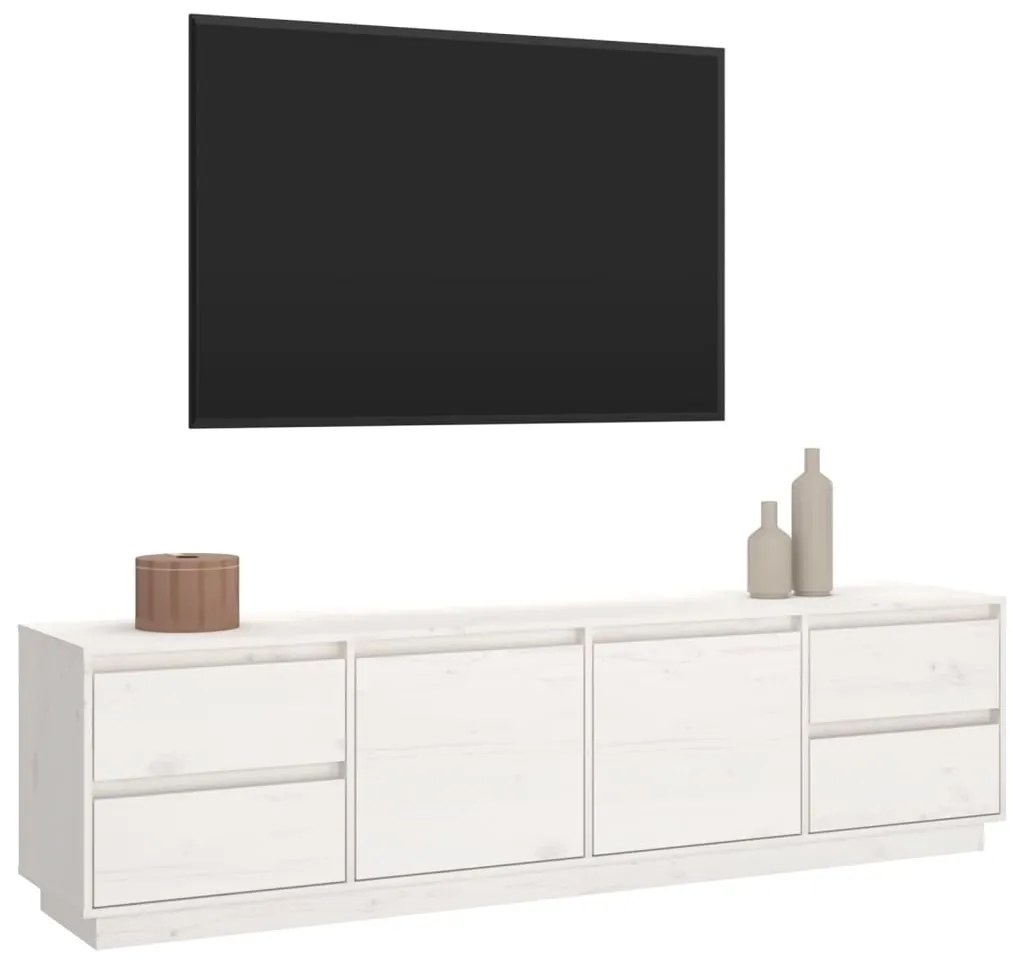 Móvel de TV 176x37x47,5 cm madeira de pinho maciça branco