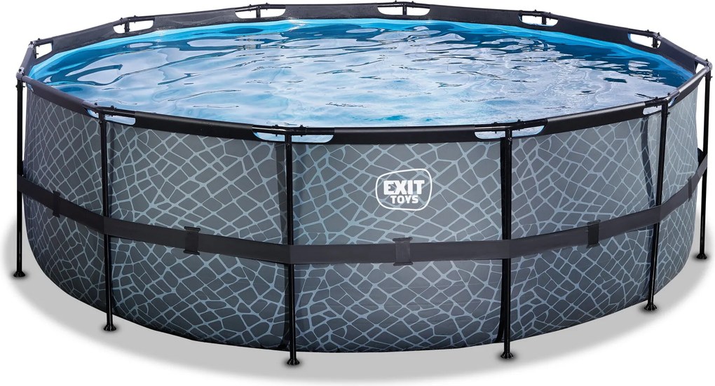 Piscina redonda Stone ø427x122cm com bomba de filtragem -Cinzenta