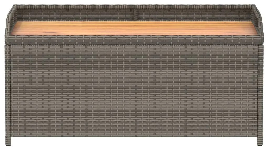 Banco de arrumação 100x50x52 cm vime PE e madeira acácia cinza
