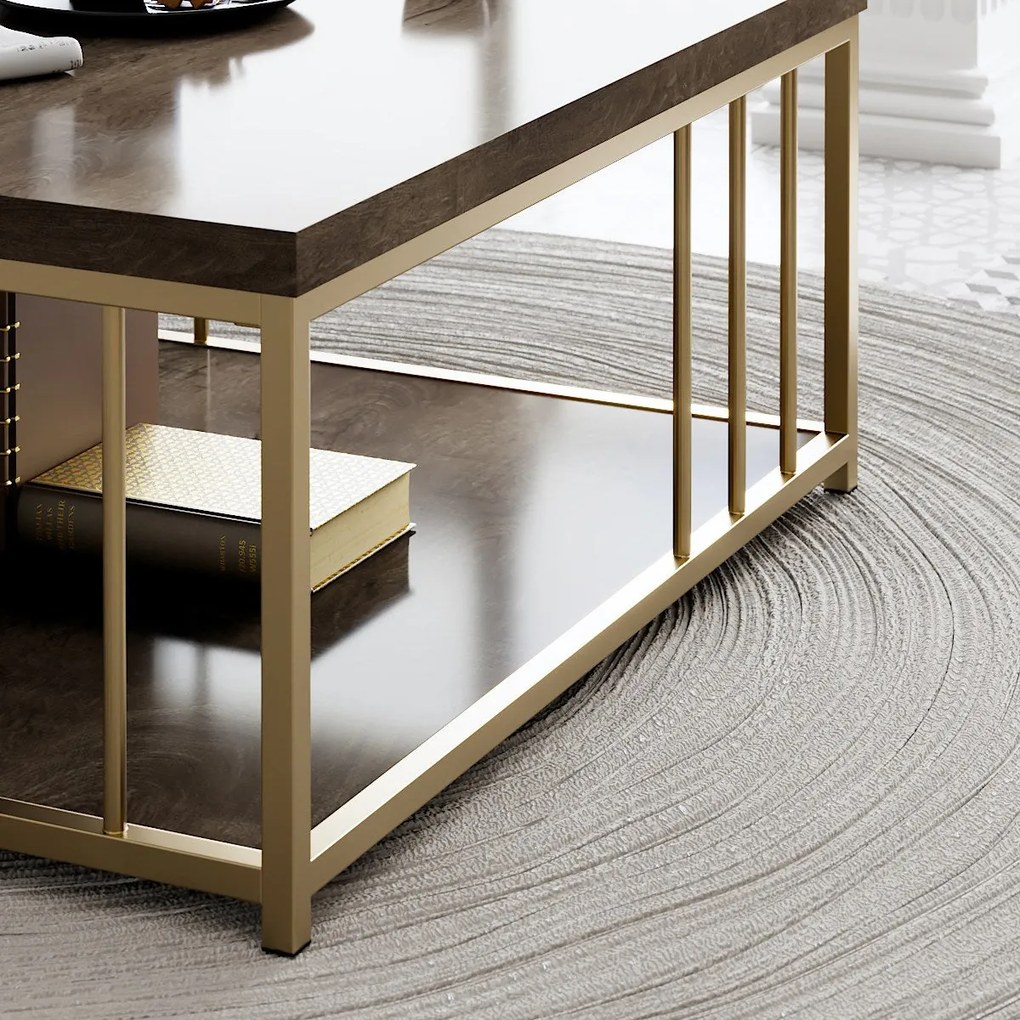 Mesa de Centro Zenn – Noz Dourado – 90x90x40 cm