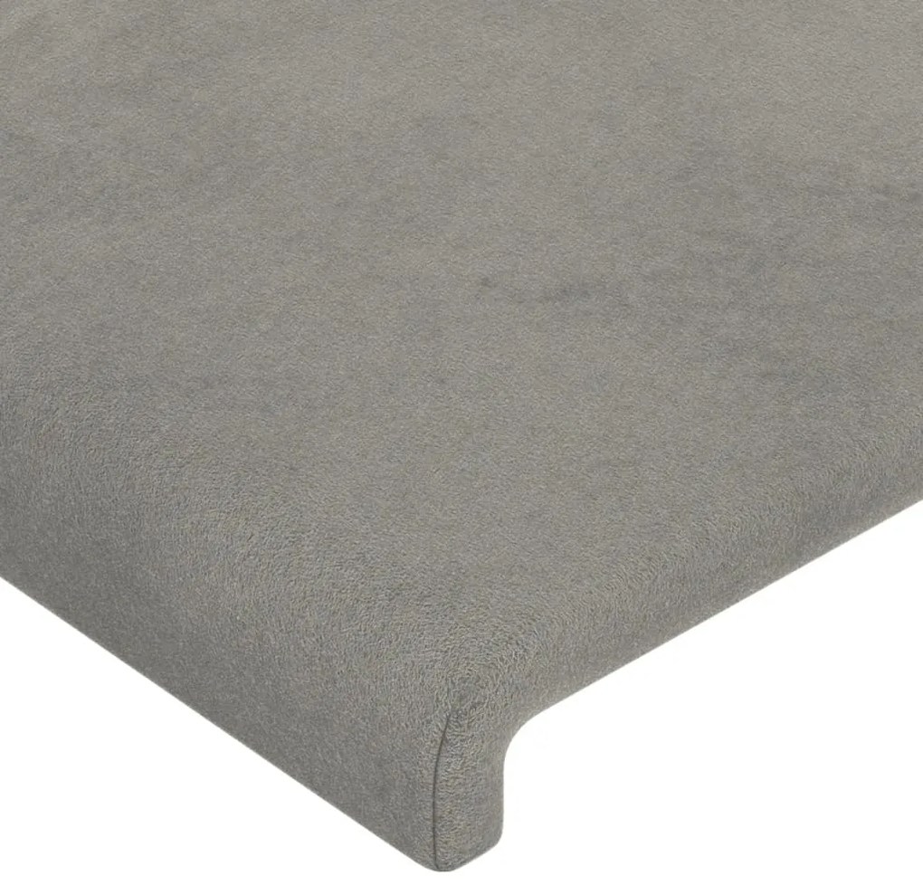 Cabeceira de cama c/ abas veludo 83x16x118/128cm cinzento-claro