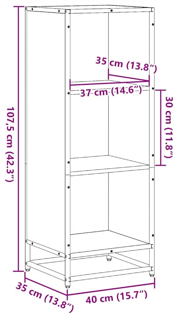 Estante 40x35x107,5 cm contraplacado cor carvalho sonoma