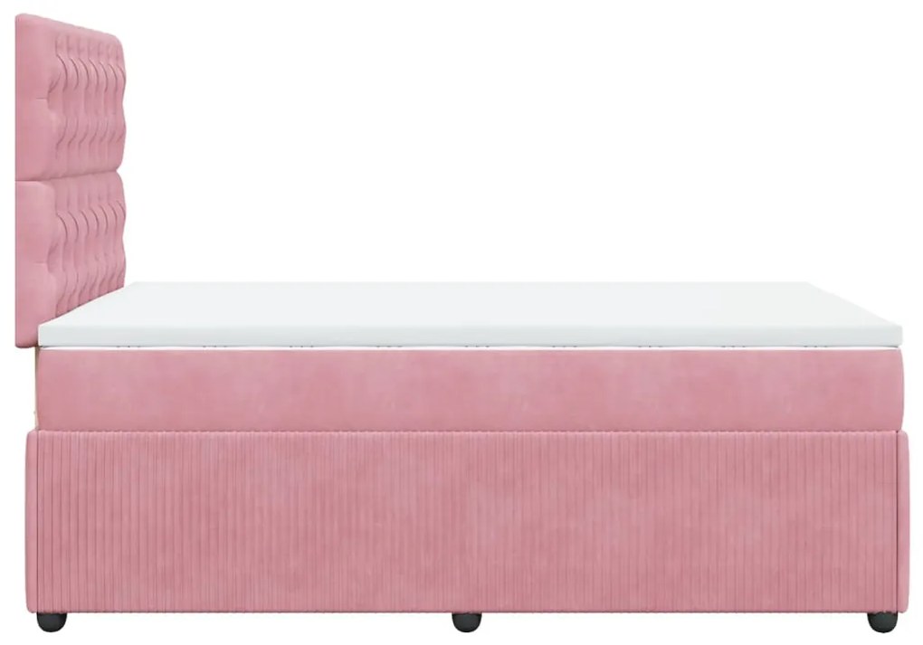 Cama boxspring com colchão 120x190 cm veludo rosa