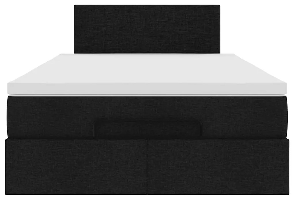Cama otomana com colchão & LEDs 120x190 cm tecido preto