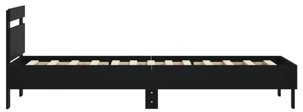 Estrutura cama cabeceira 75x190 cm derivados de madeira preto