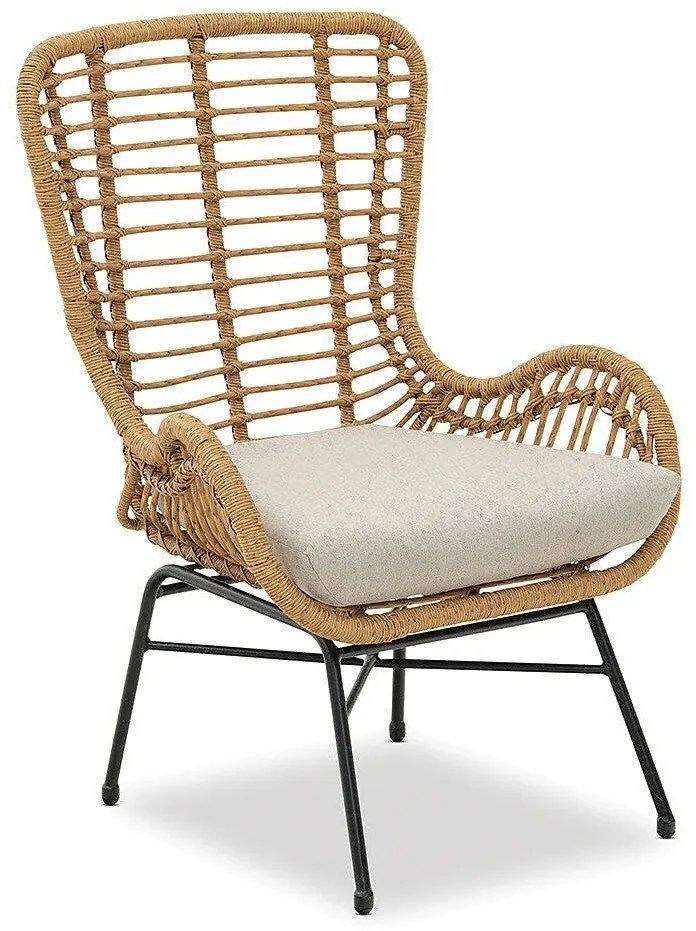 Poltrona de Jardim JAVA – 66x75x98 cm – Estrutura em Metal Preto, Ratá