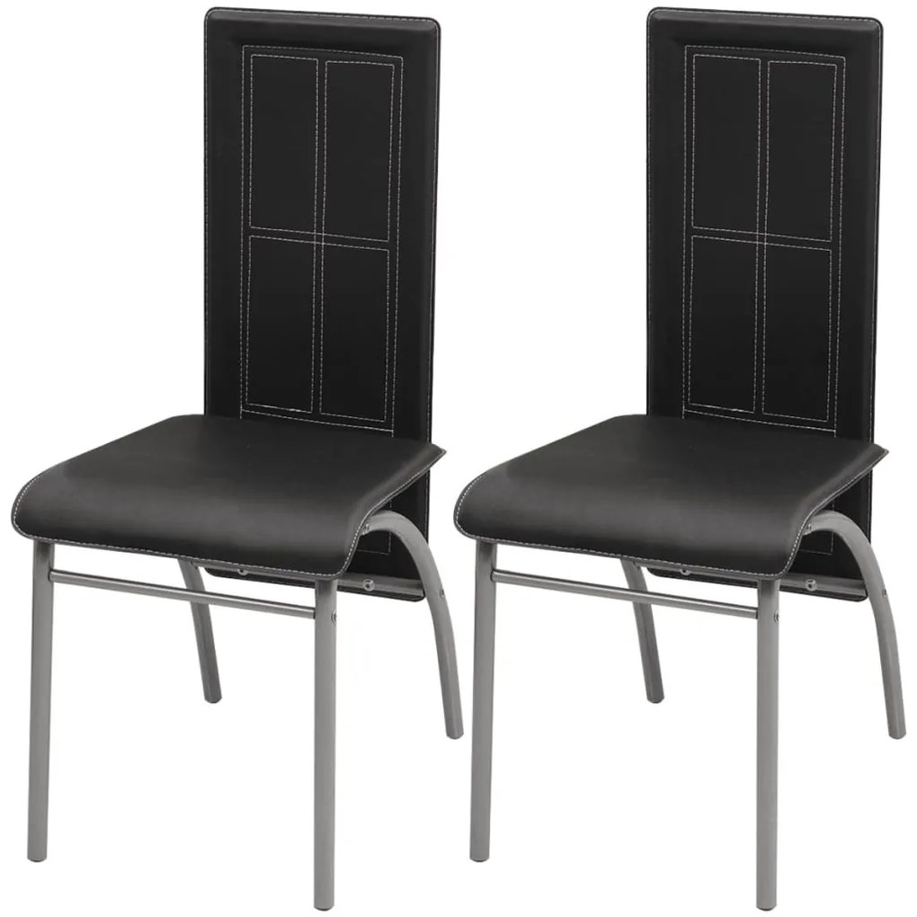 vidaXL Cadeiras de jantar 2 pcs couro artificial preto