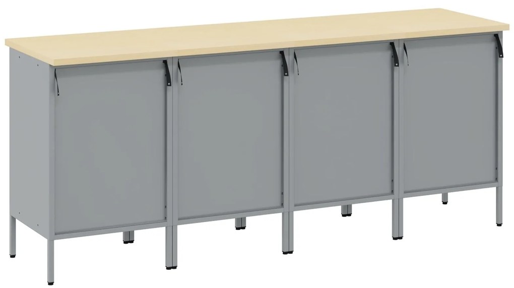 Conjunto de Mobiliário de Trabalho de 4 Peças em Preto e Cinza de Made