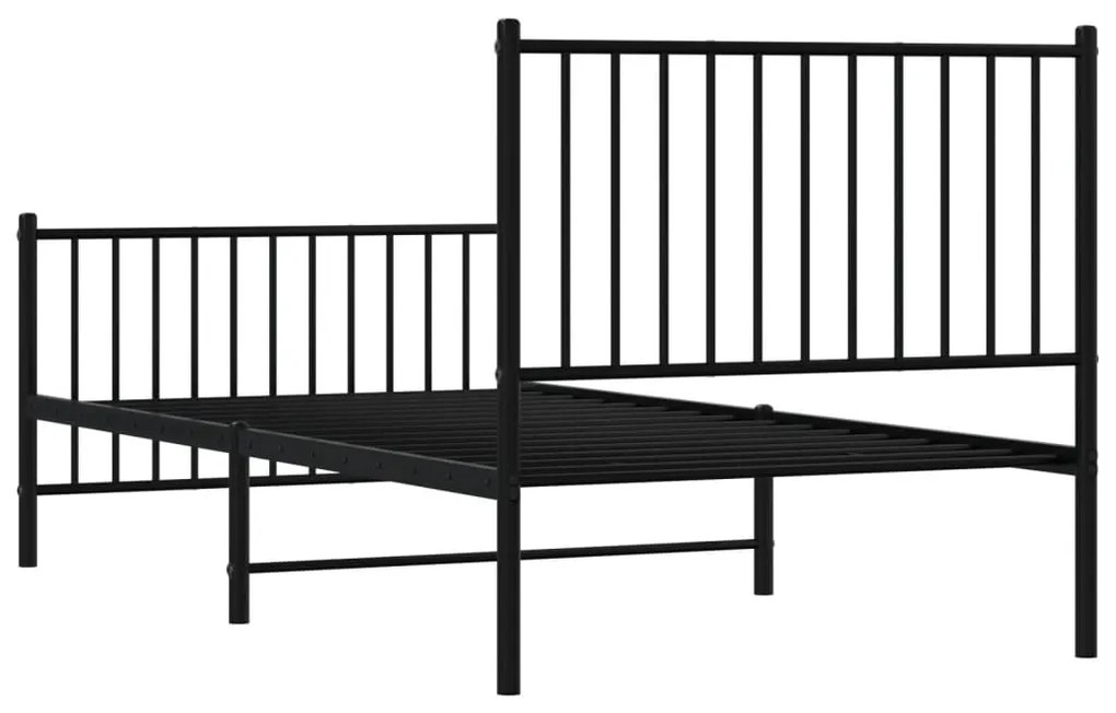 Estrutura de cama com cabeceira e pés 90x190 cm metal preto