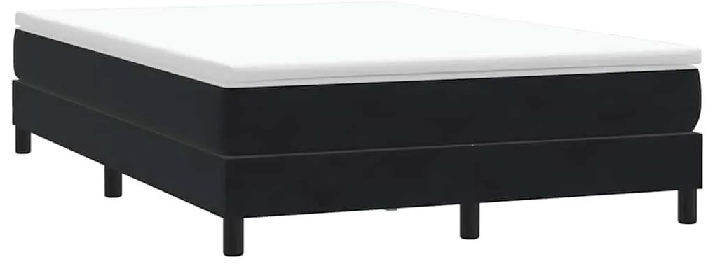 vidaXL Box Cama de molas sem colchão preto 140x210 cm Veludo