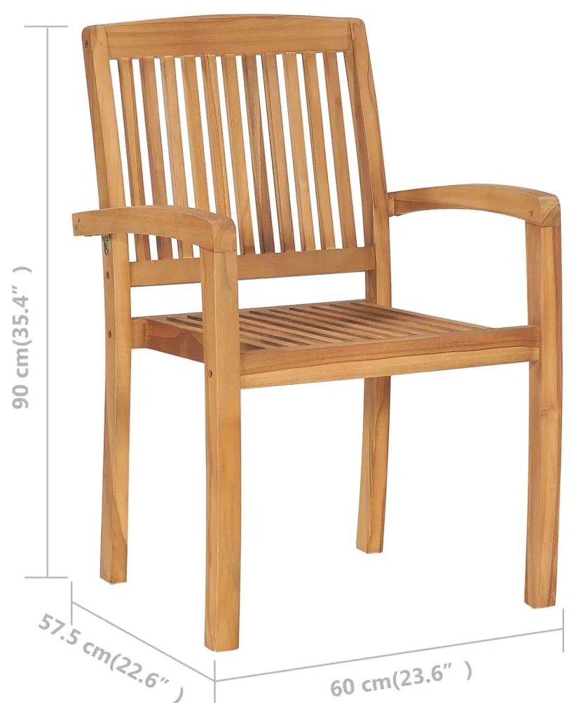 Cadeiras de jardim empiháveis c/ almofadões 8 pcs teca maciça