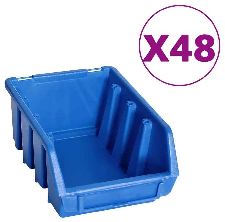 128 pcs Kit caixas arrumação com painéis de parede azul e preto