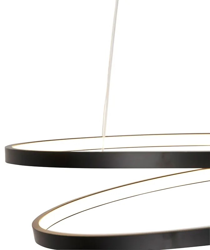 Candeeiro de suspensão design preto 55cm com LED regulável - Rowan Moderno,Design