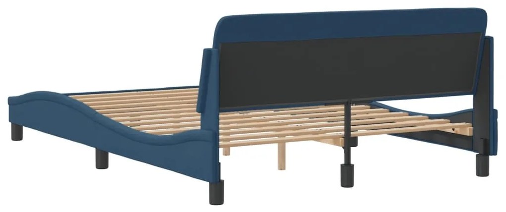 Estrutura cama c/ cabeceira sem colchão 140x200 cm tecido azul