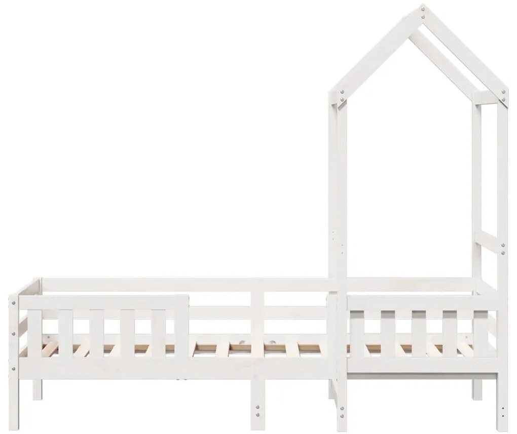 Estrutura de cama com telhado 90x200 cm pinho maciço branco