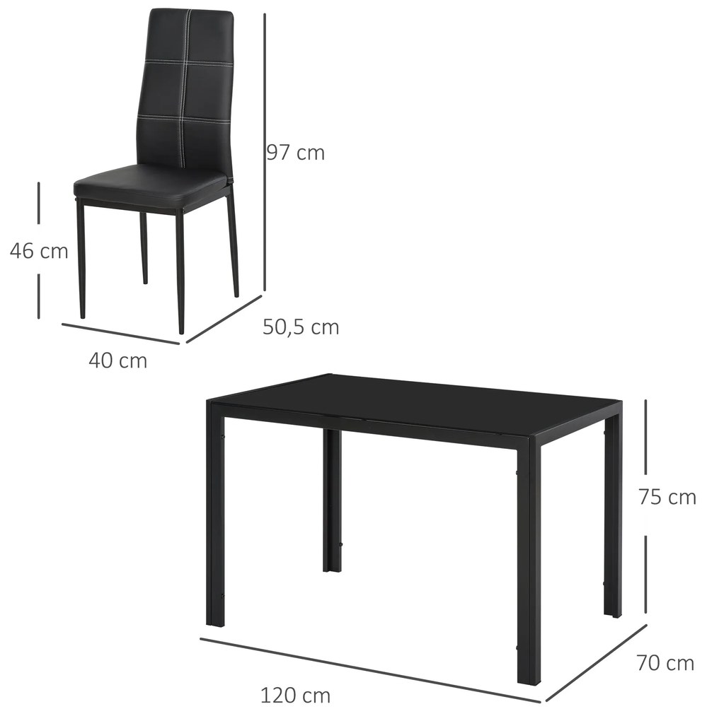 Conjunto de Refeição Mesa e 4 Cadeiras Conjunto de 5 Peças de Móveis d