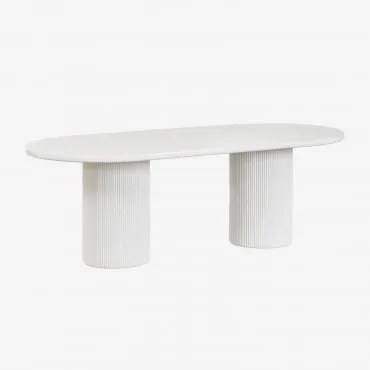 Mesa De Jantar Oval 220x100 Cm Em Concreto Velia Branco - Sklum