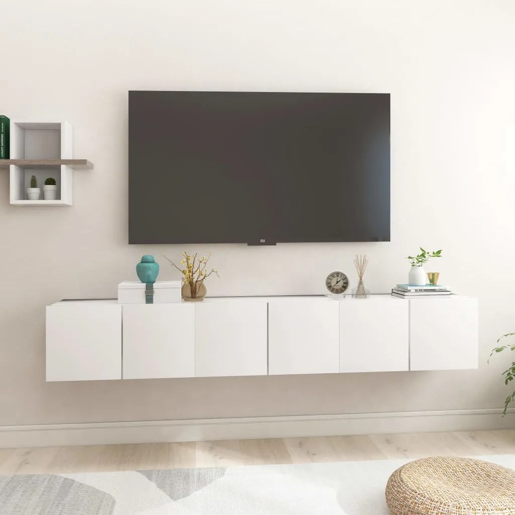 Móveis de TV para parede 3 pcs 60x30x30 cm branco