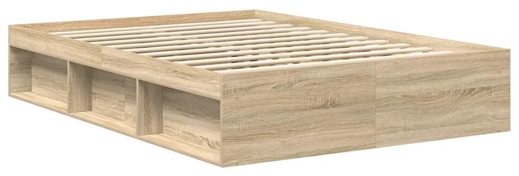 Estrutura de cama de casal 135x190 cm carvalho sonoma