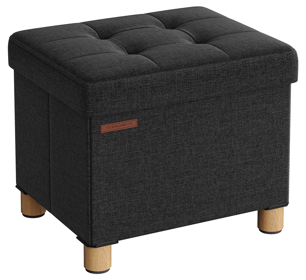 Banco dobrável 32 x 40 x 33,5 cm com espaço de arrumação, preto