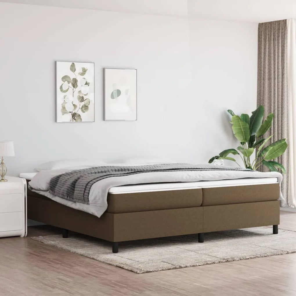 vidaXL Estrutura de cama com molas 200x200 cm tecido castanho-escuro