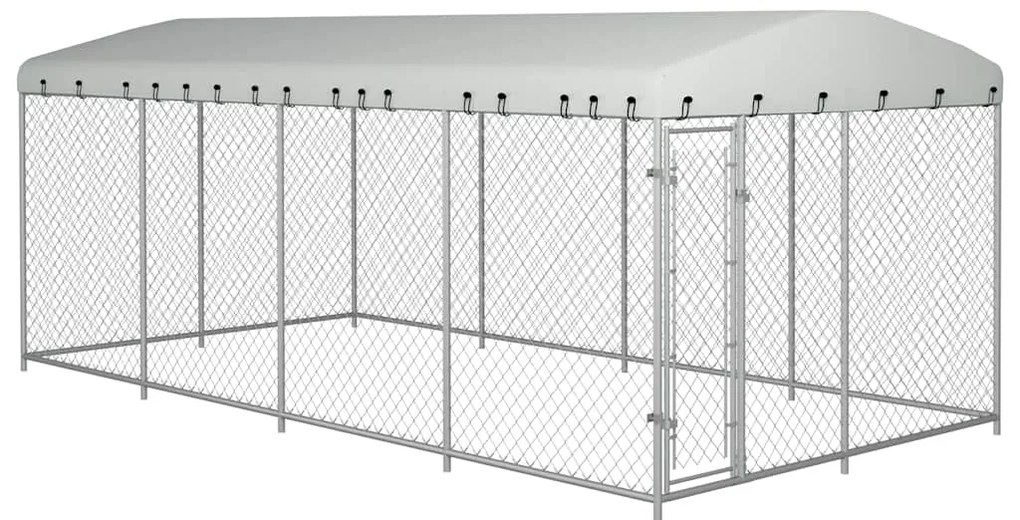 Canil de exterior com telhado 7,6x3,8x2,3 m