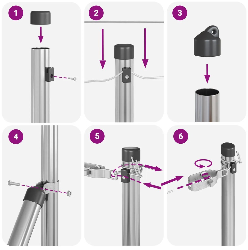 Postes de Cerca vidaXL 26 pcs Ø32 mm 120 cm Aço Galvanizado
