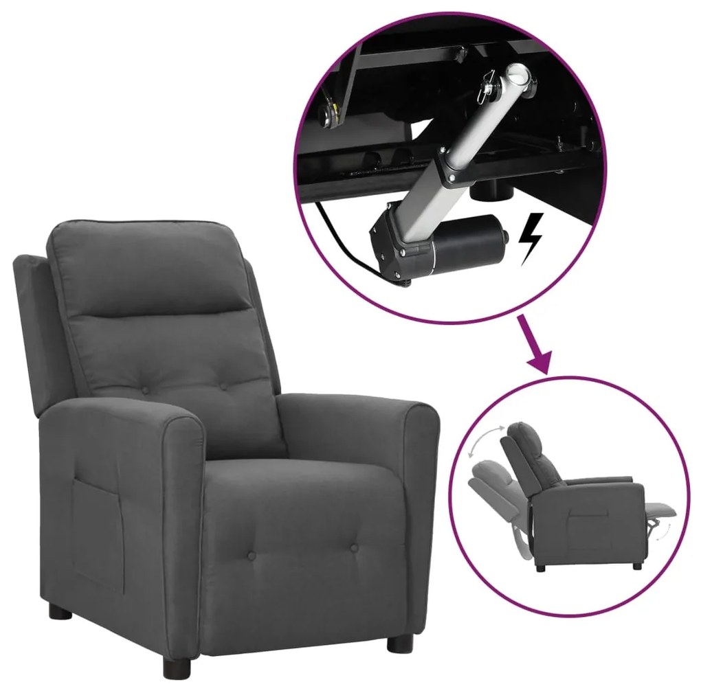 vidaXL Poltrona elevatória tecido cinzento-claro
