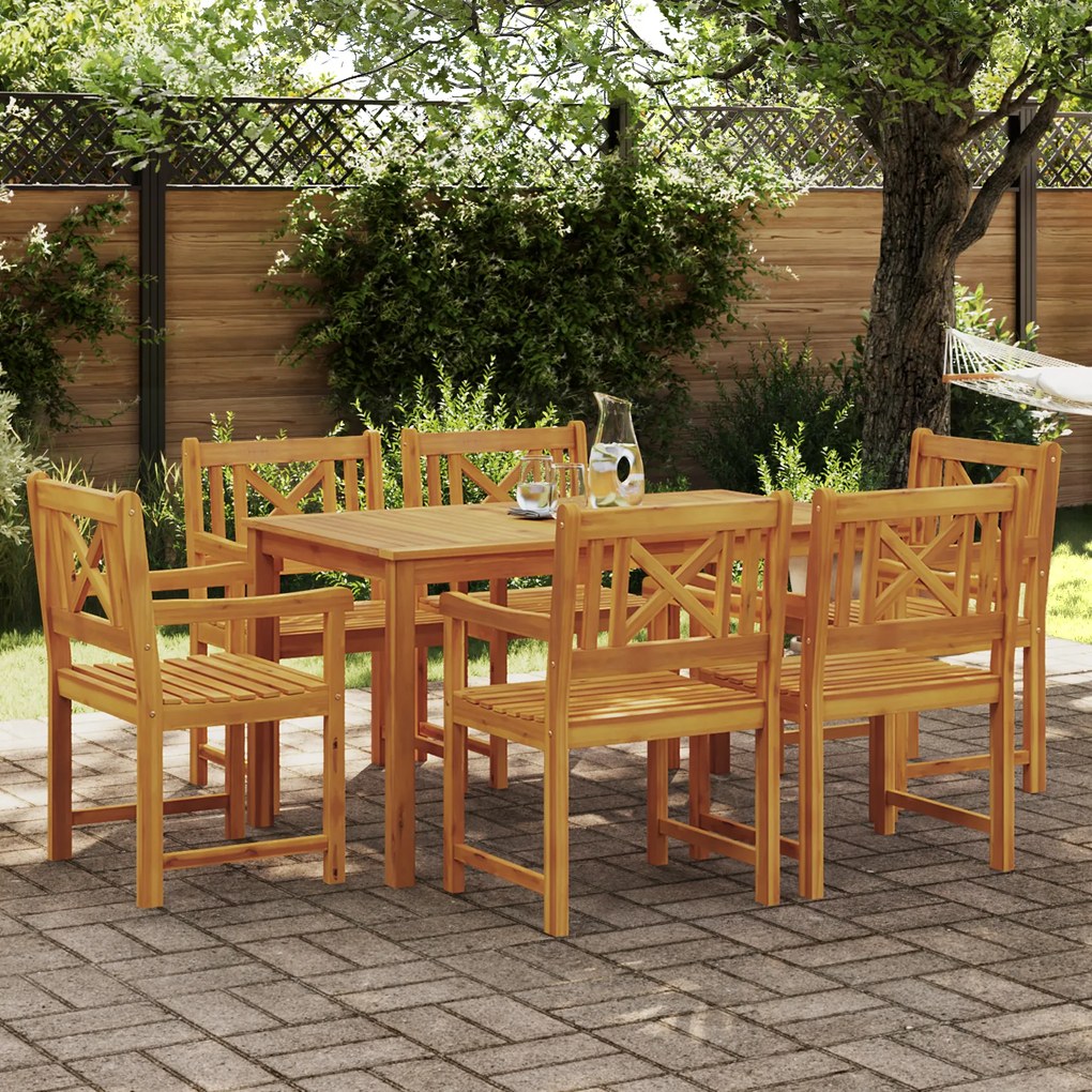 vidaXL Conjunto de Jantar de Jardim 7 Peças de Madeira Sólida de Acácia