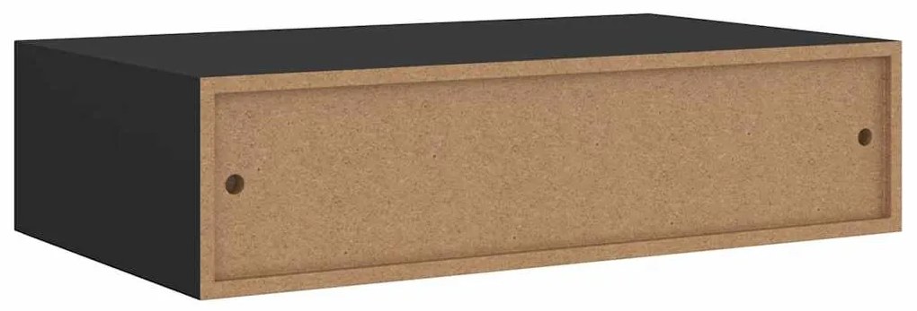 Prateleira de parede com gaveta MDF 40x23,5x10 cm preto