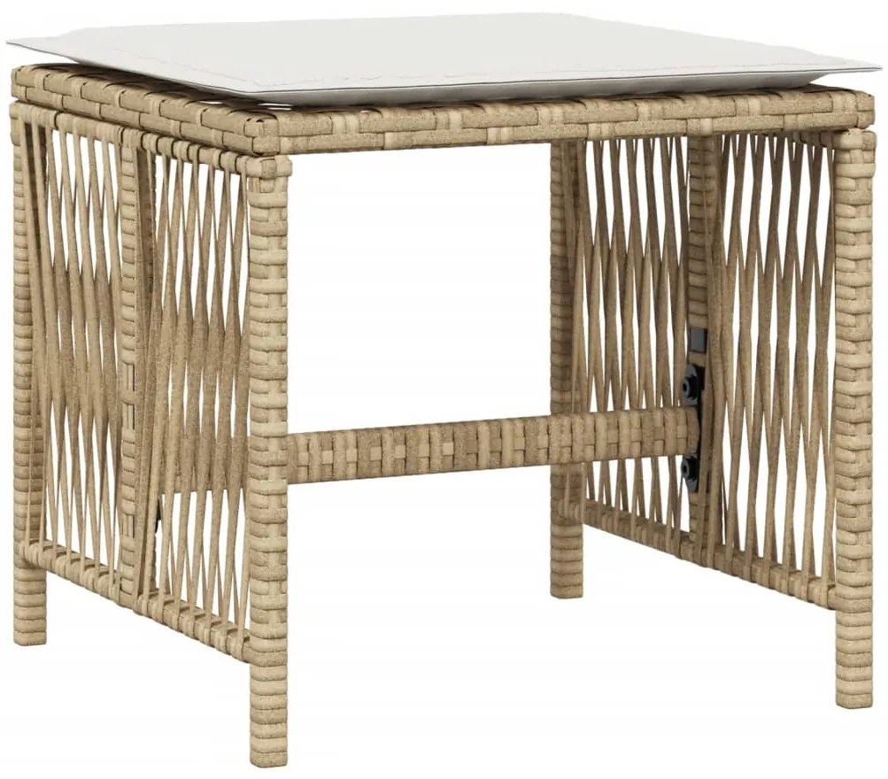 Bancos de jardim com almofadões 4 pcs 41x41x36 cm vime PE bege