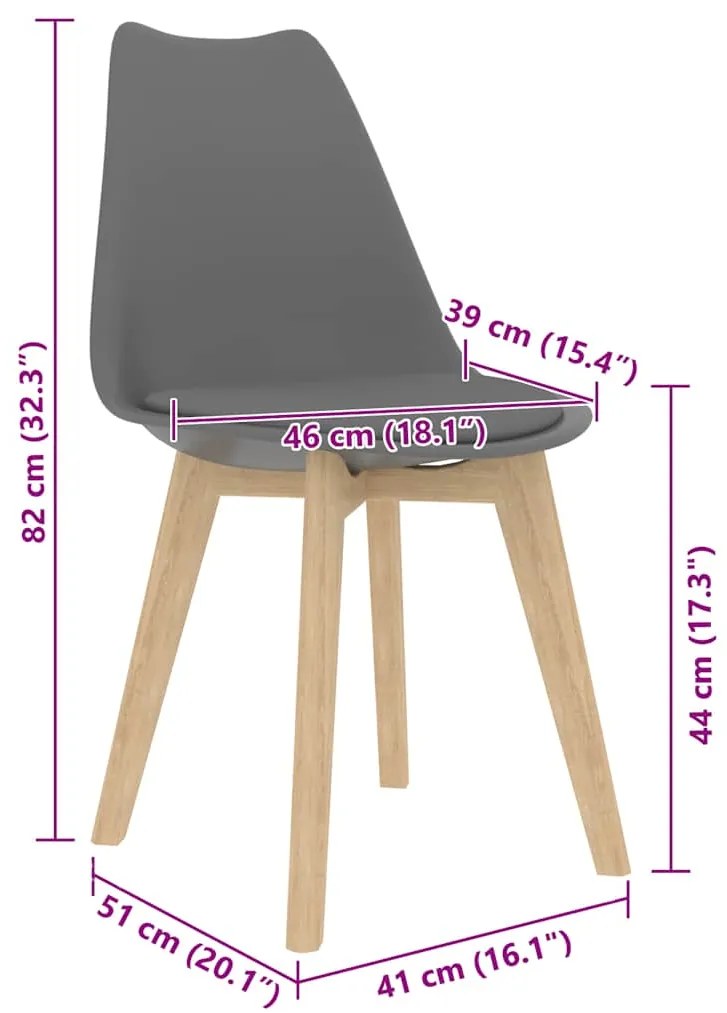 Cadeiras de jantar 4 pcs plástico cinzento