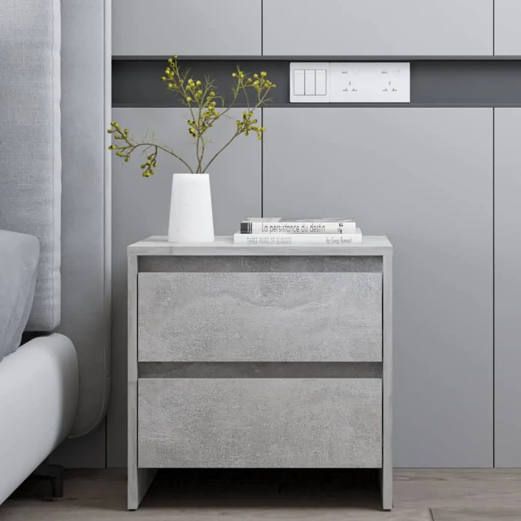 809853 vidaXL Mesa de cabeceira 45x34,5x44,5 cm aglomerado cinzento cimento